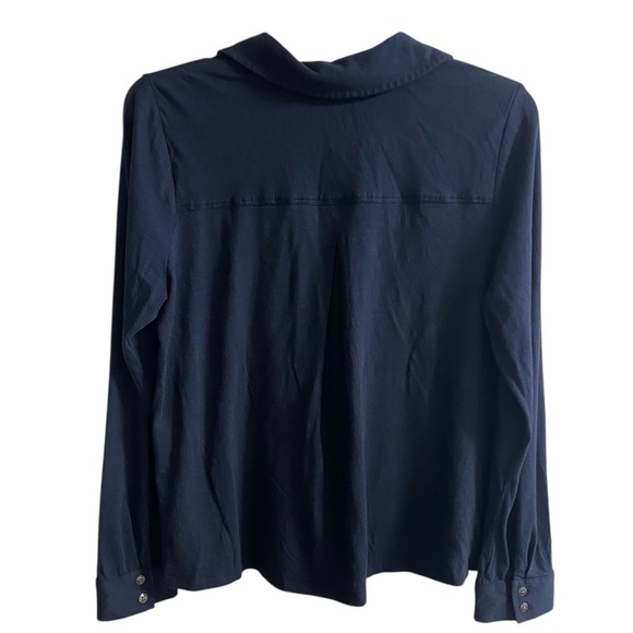 J Jill button front top navy blue long sleeves Medium Petite - Picture 2 of 7